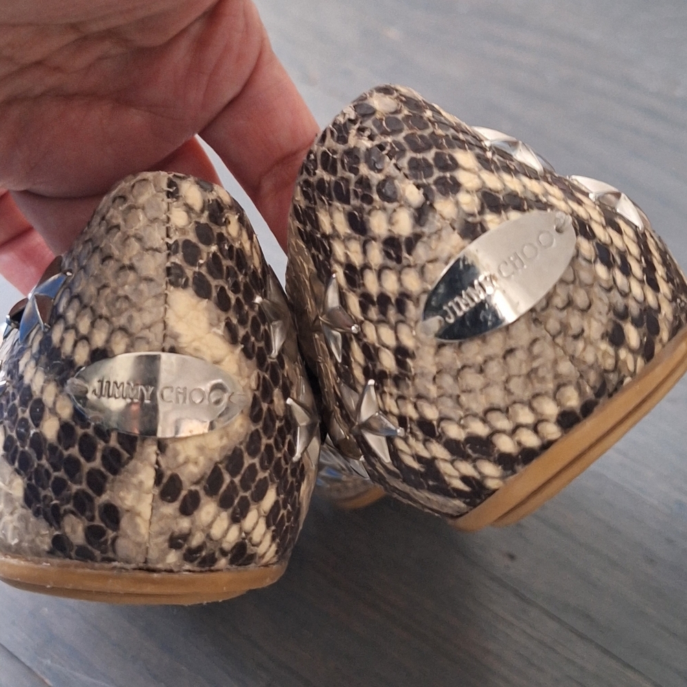 Jimmy Choo Python Flats With Silver Star Grommets… - image 8